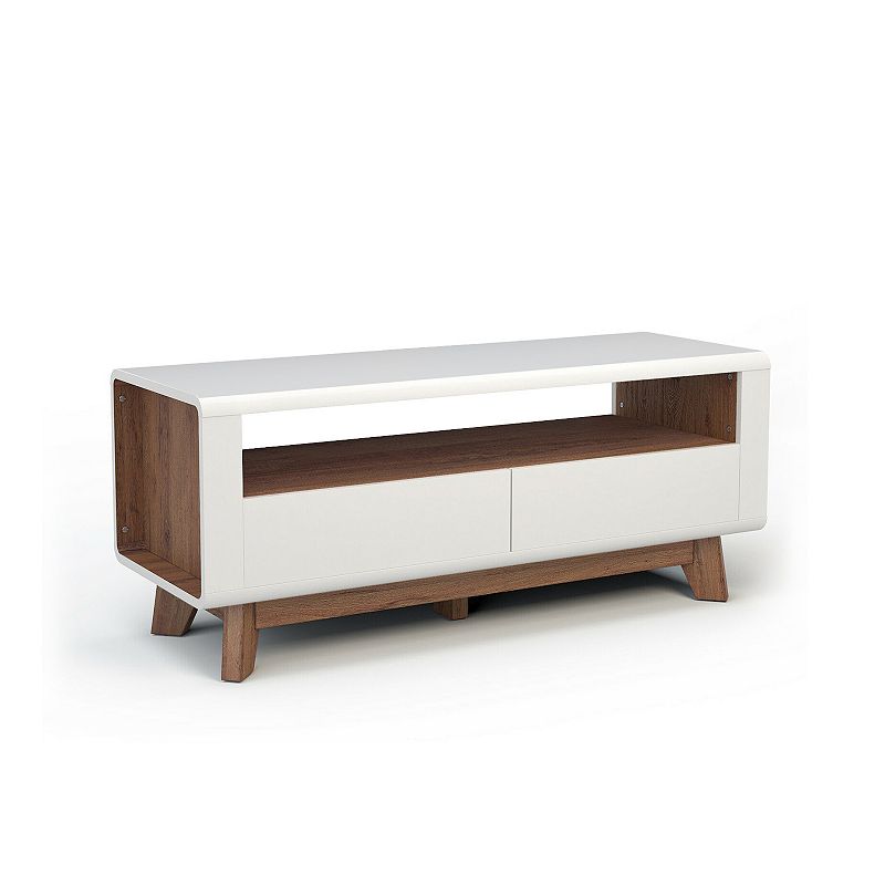 Media Console With 2 Pull-out Drawers And Open Compartment For Tvs Up To 50 Inch