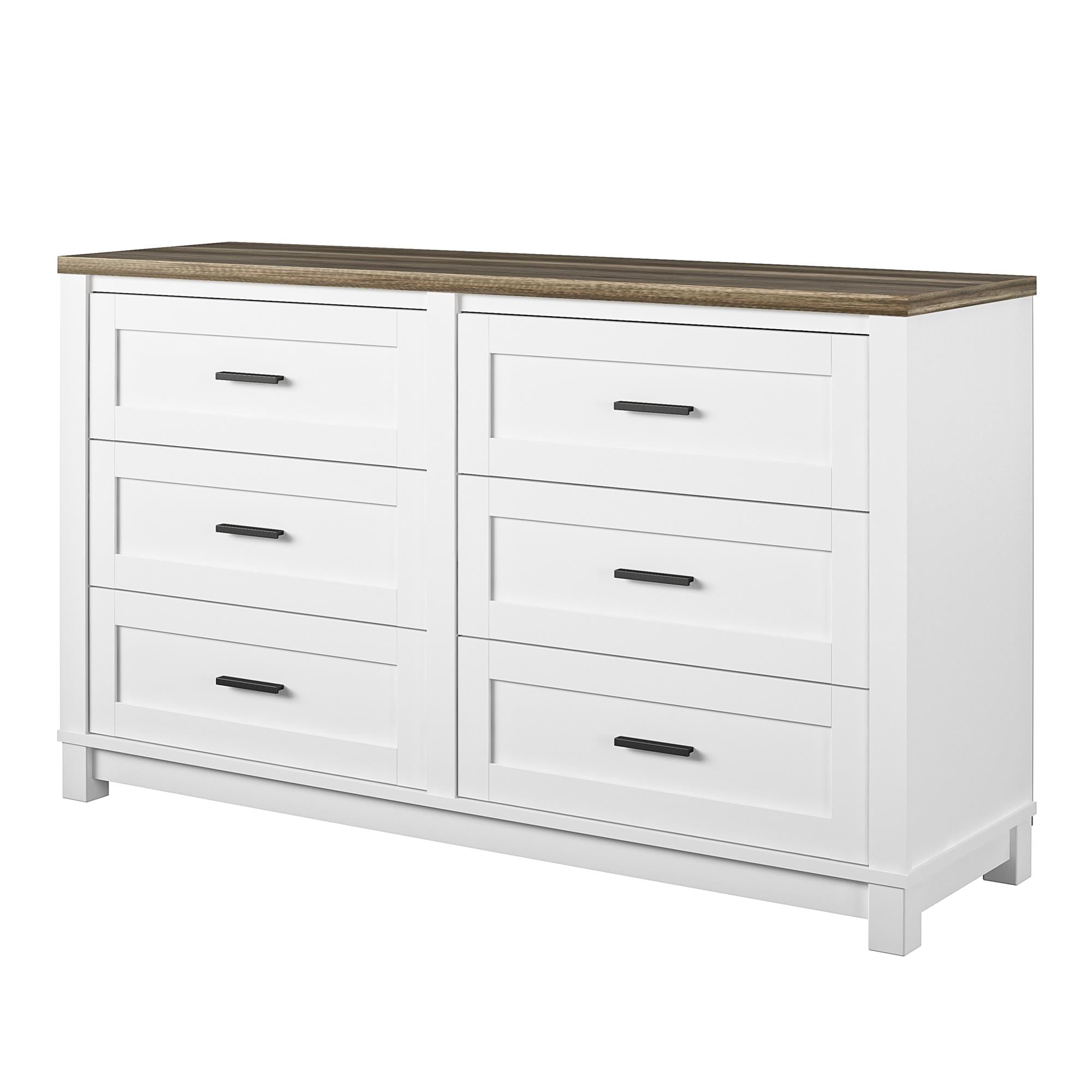 Ameriwood Home Bay Hills 6 Drawer Dresser, White