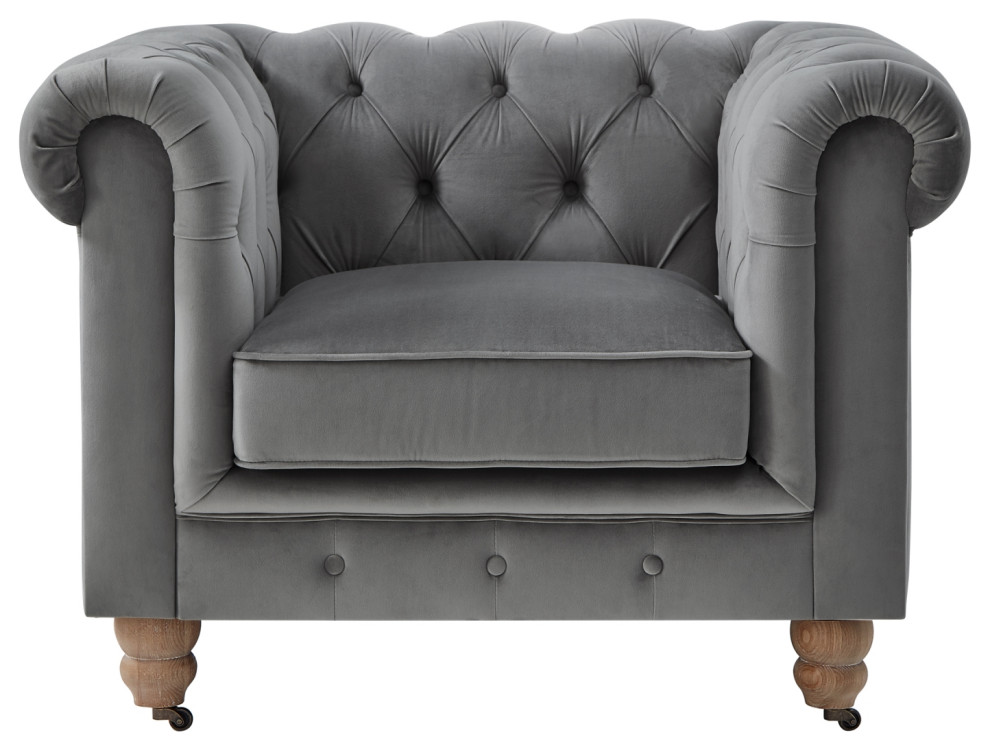 Rustic Manor Maddie Club Chair Button Tufted   Traditional   Armchairs And Accent Chairs   by Inspired Home  Houzz