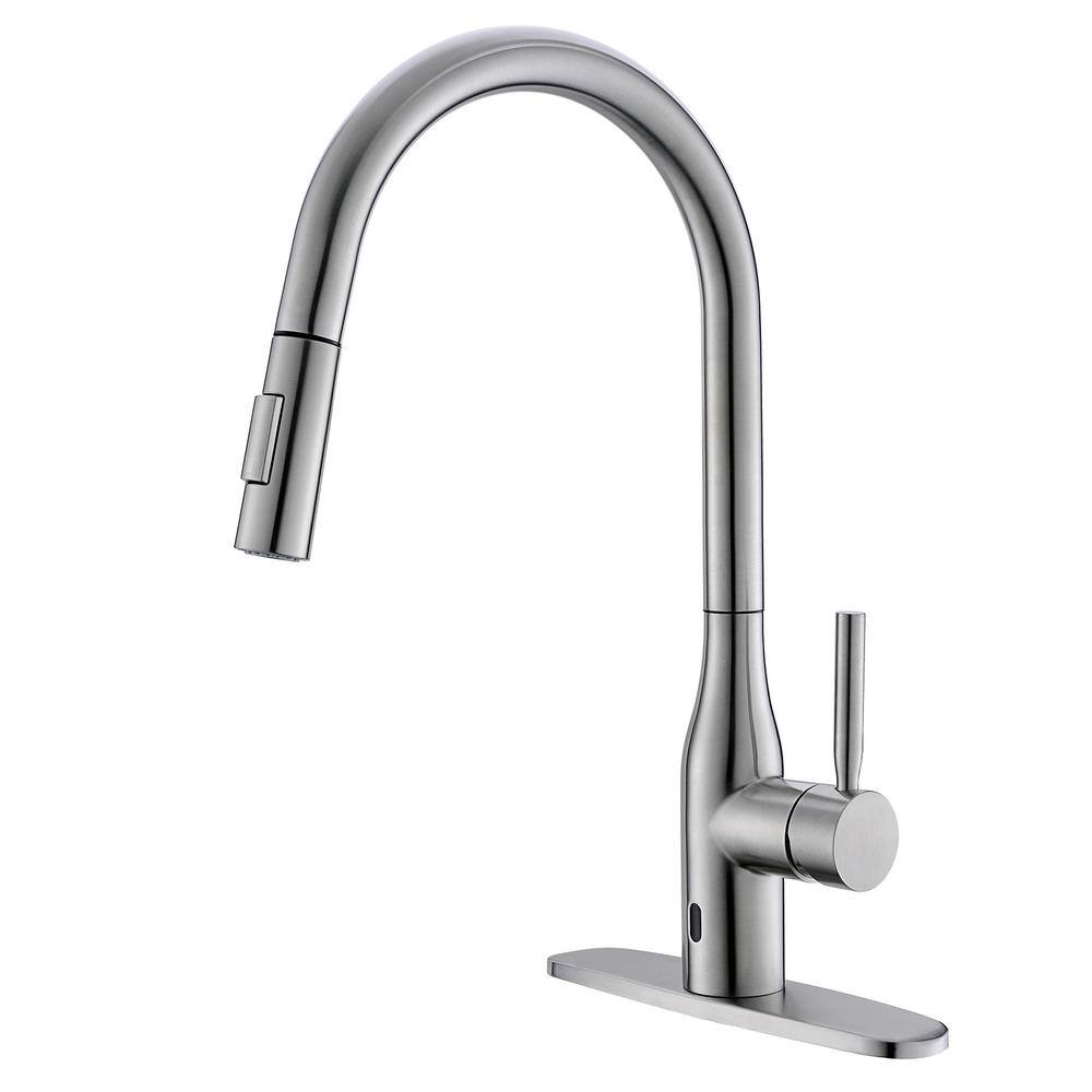 ruiling Single-Handle Infrared Pull-Down Sprayer Kitchen Faucet with 2-Spray Mode in Stainless Steel Silver ATK-139