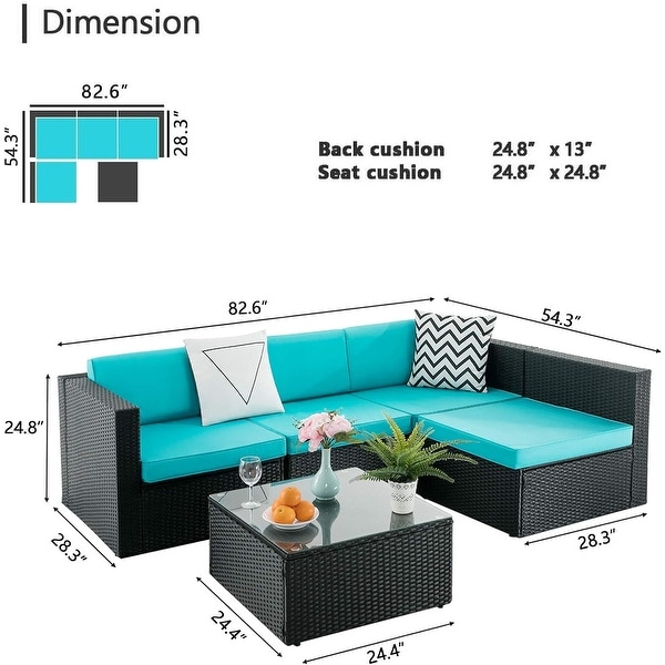 Bossin 5 Pieces Outdoor Patio Furniture Sets Patio Sofa，Outdoor Indoor Wicker Conversation Set with Table