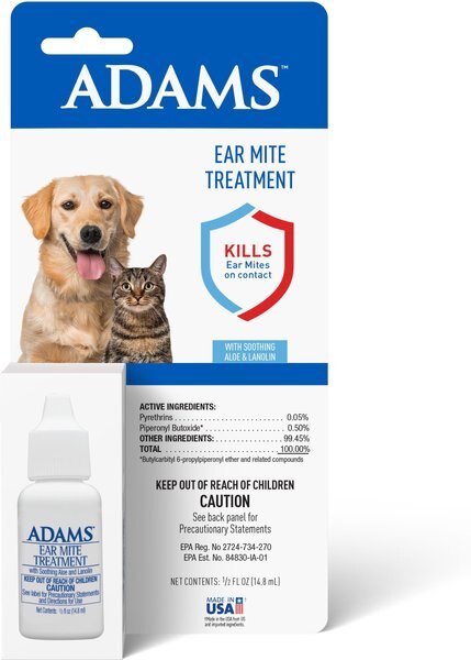 Adams Medication for Ear Mites for Dogs and Cats