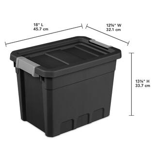 Sterilite 7.5 gal. Rugged Industrial Storage Totes with Latch Lid in Black (24-Pack) 24 x 14839006