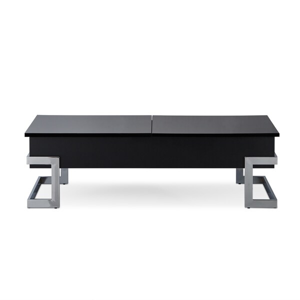 White and Chrome Box Storage Modern Coffee Table