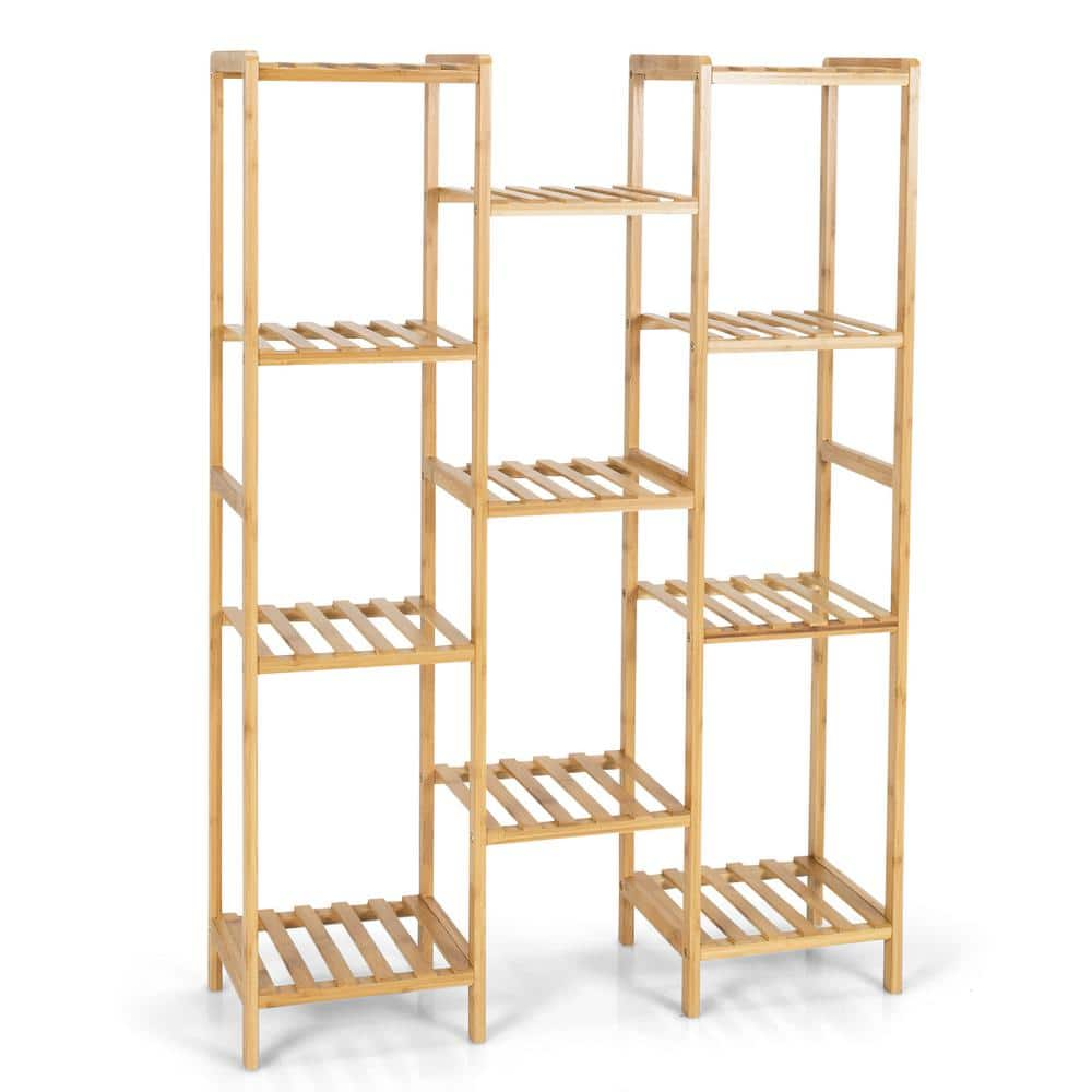 ANGELES HOME 45 in. Tall IndoorOutdoor Natural Bamboo Wood Plant Stand (11-Tiered) SA1002-9HZ0NA