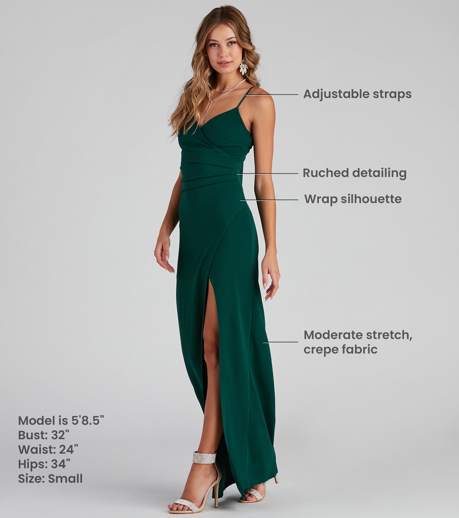 Sasha Formal High Slit Wrap Dress