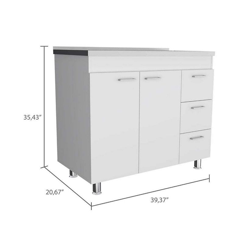 Darien Base Cabinet， Double Door Cabinet， Three Drawers， Four Legs