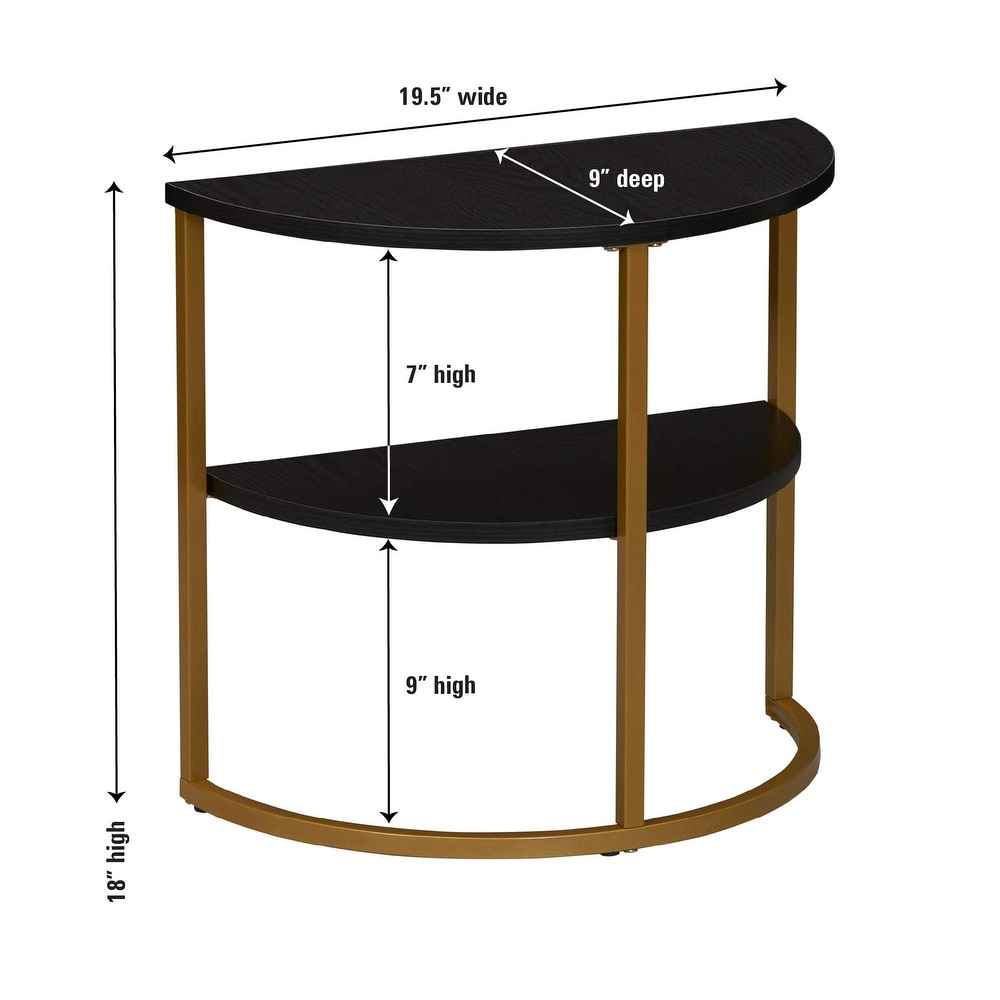 Half Moon Side End Table with Storage Shelf