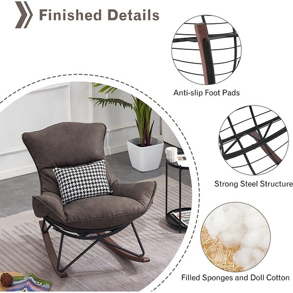 Mcombo Modern Accent Rocking Chairs with Ottoman， Lounge Armchair for Living Room Bedroom