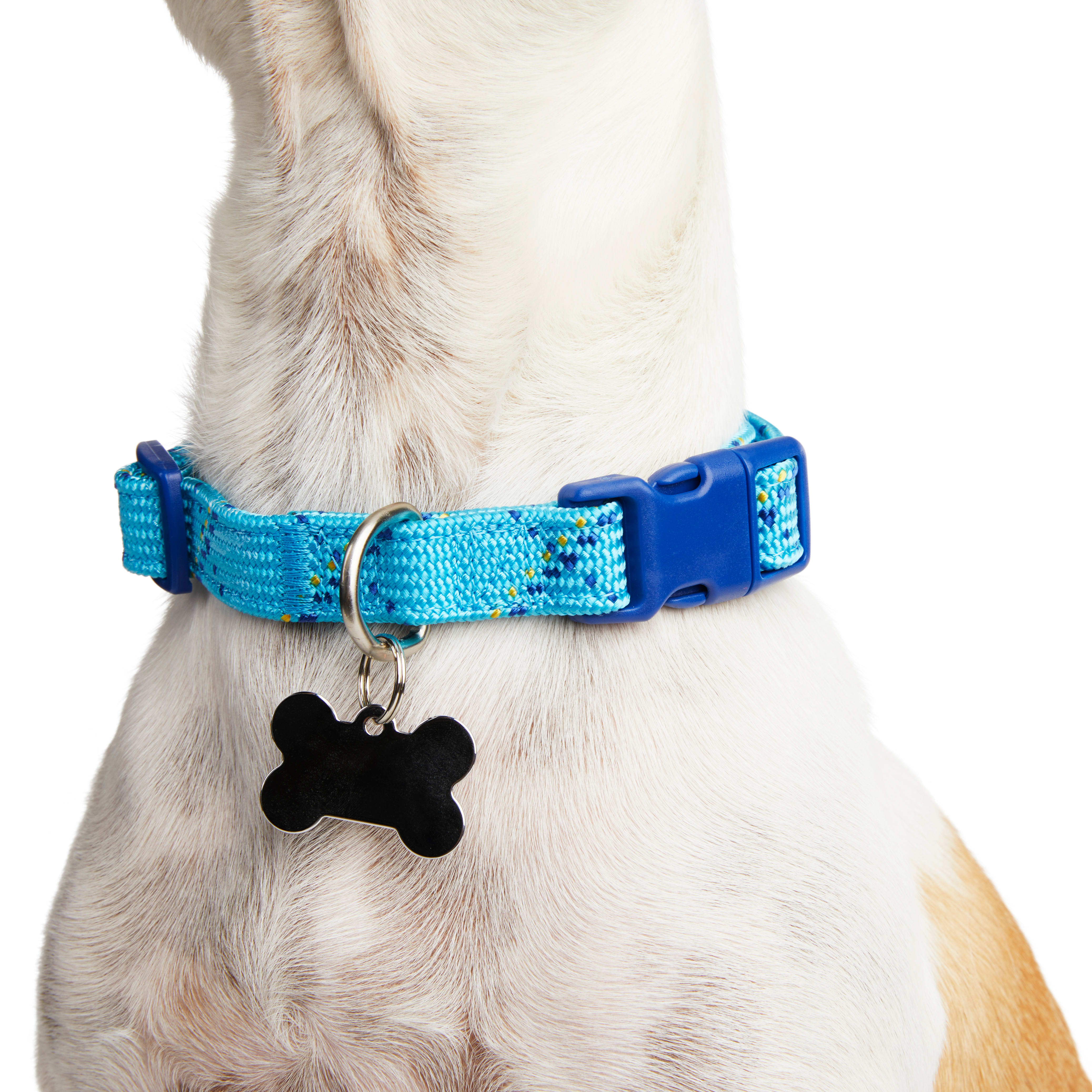 YOULY The Trailblazer Turquoise  Navy Rope Dog Collar， Small