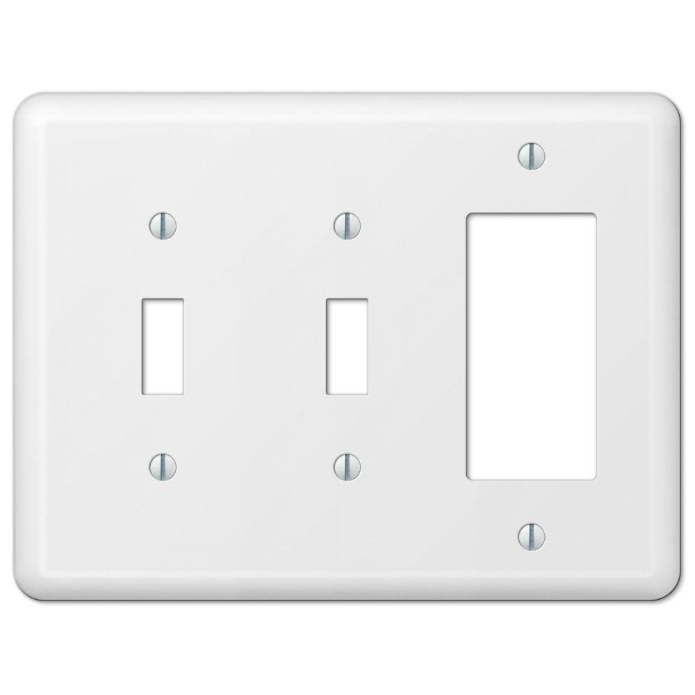 AMERELLE Declan 3 Gang 2-Toggle and 1-Rocker Steel Wall Plate - White 935TTRW