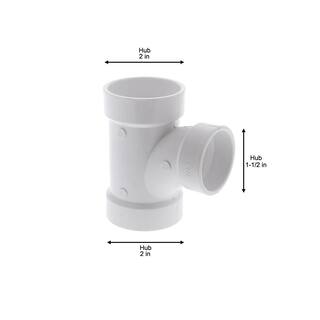 NIBCO 2 in. x 2 in. x 1-12 in. PVC DWV All Hub Sanitary Reducing Tee C4811HD22112