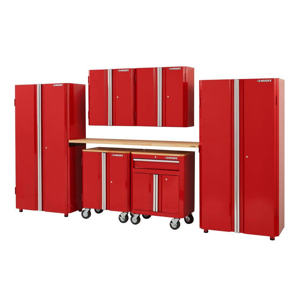 Husky 7-Piece Ready-to-Assemble Steel Garage Storage System in Red (133 in. W x 98 in. H x 24 in. D ) G13309SR-US