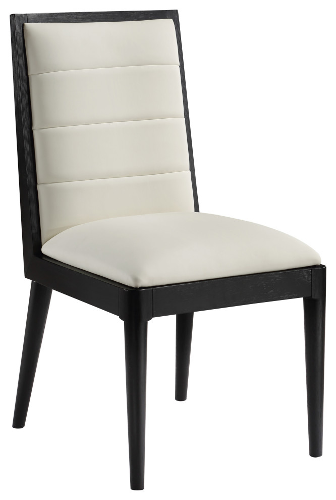 Bristol Black Faux Leather Dining Chair  Set of 2   Midcentury   Dining Chairs   by Meridian Furniture  Houzz