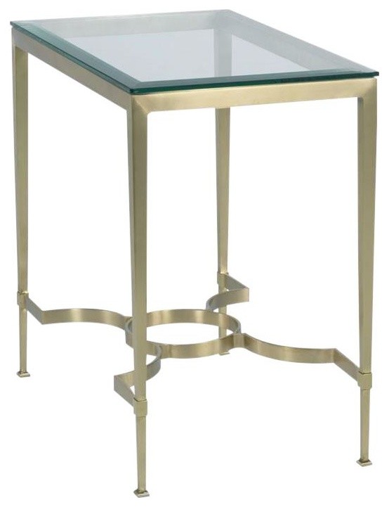 Lamp Table Woodbridge Glass Top Brushed Satin Brass Metal Elegant   Contemporary   Side Tables And End Tables   by EuroLuxHome  Houzz