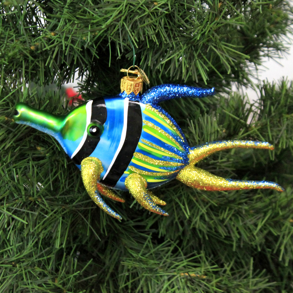 Morawski Blue Angelfish Glass Ornamen Fish Ocean Sea 09140   Christmas Ornaments   by Story Book Kids Inc  Houzz