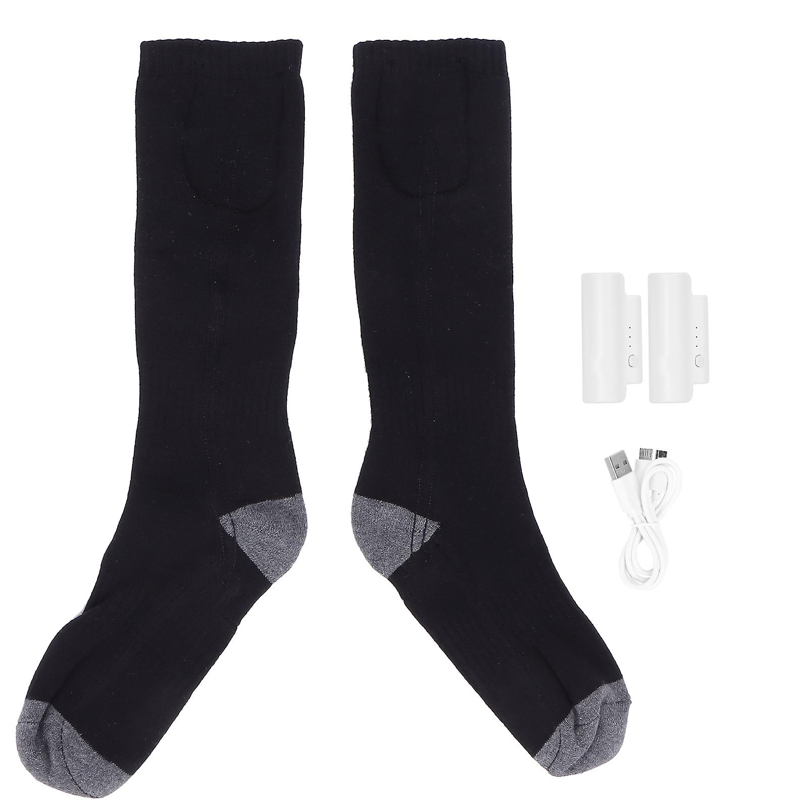 Winter Outdoor Sports Skiing Heated Socks Electric Smart Heating Cotton Stockingsblack