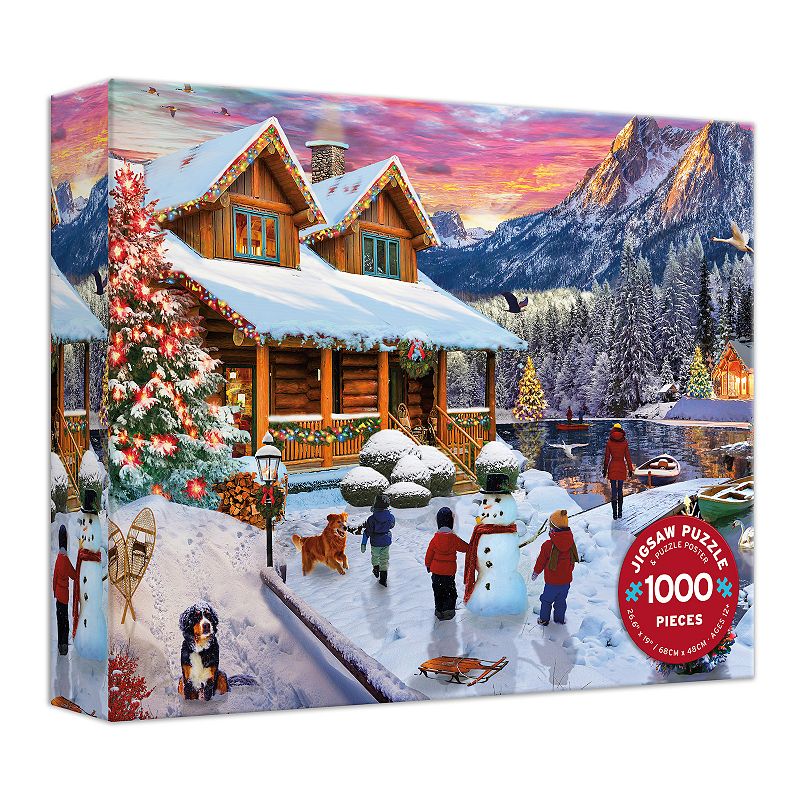 Lake Cabin at Christmas 1000 Piece Puzzle