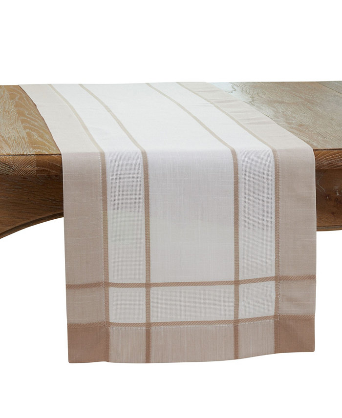 Saro Lifestyle Long Table Runner with Banded Border Design 120 x 16