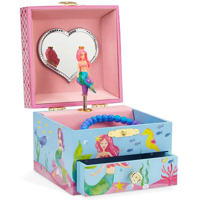 Mermaid Musical Jewelry Box with Pullout Drawer and Underwater Design