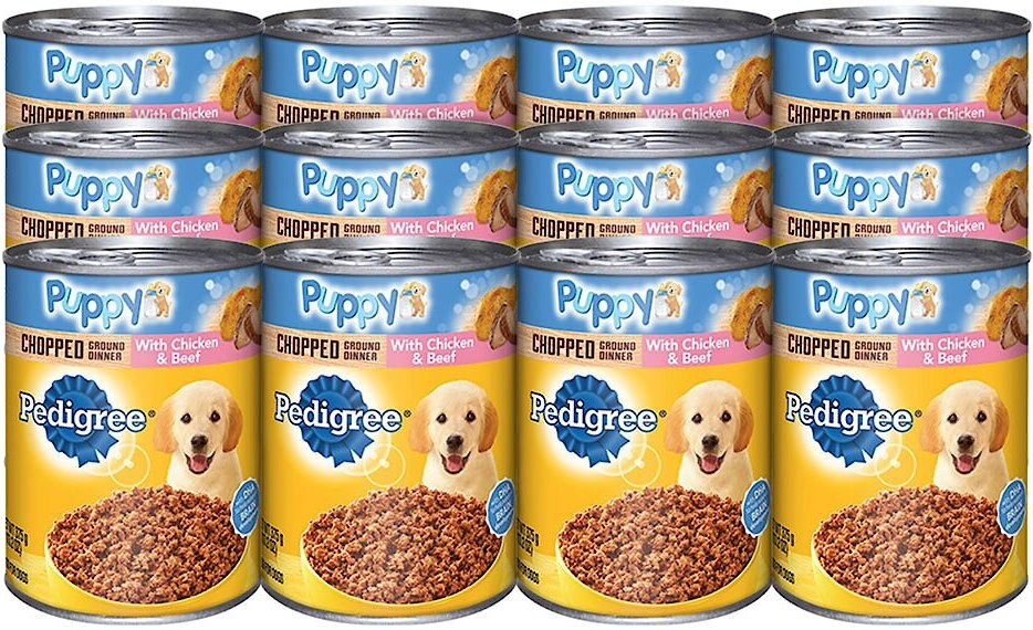 Pedigree Chopped Ground Dinner with Chicken and Beef Puppy Canned Wet Dog Food