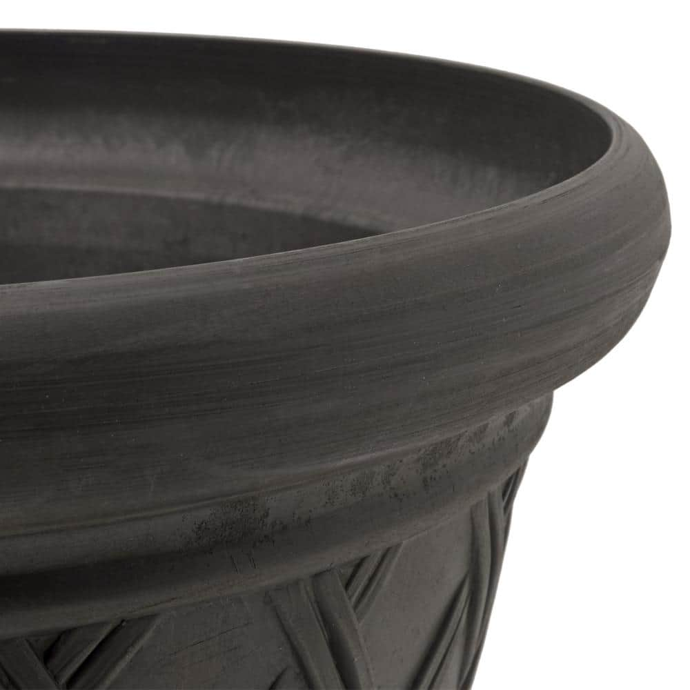 Arcadia Garden Products Basket Weave 18 in. x 14 in. Dark Charcoal PSW Pot MB46DC