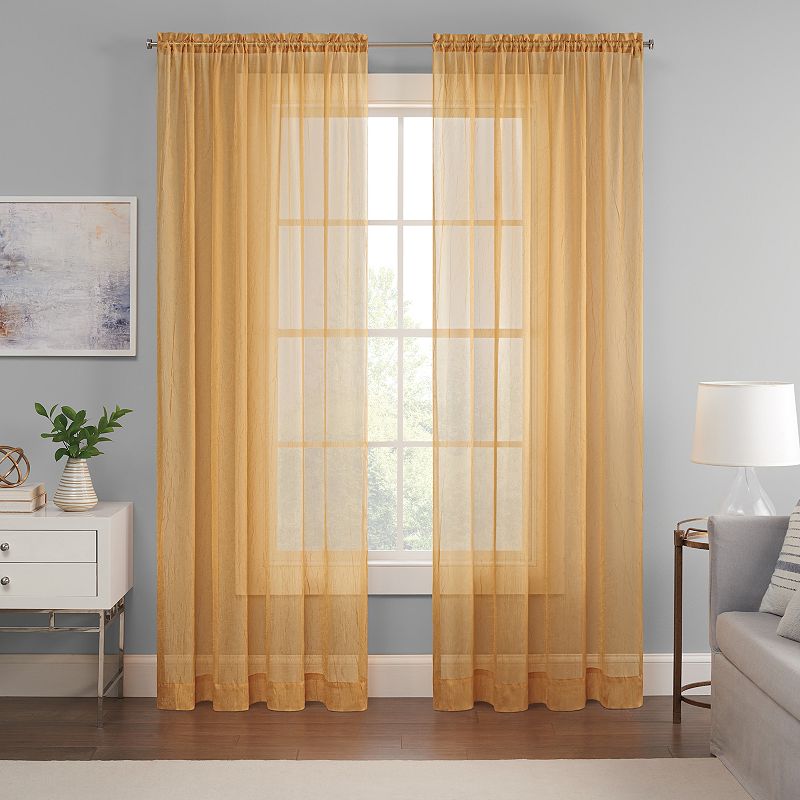 eclipse Emina Crushed Sheer Voile Rod Pocket Window Curtain Panel