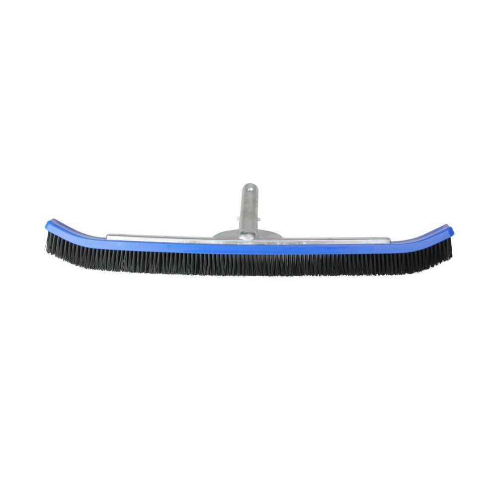 Pool Central 24 in. Blue Curved Nylon Bristle Pool Wall Brush with Aluminum Handle 32756636