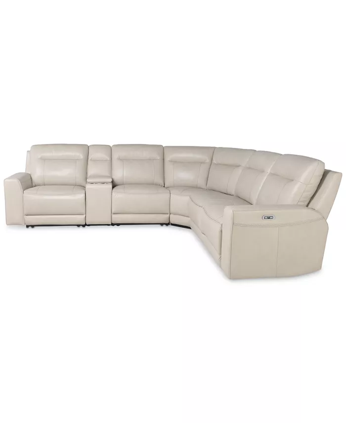 Macy's CLOSEOUT! Blairemoore 6-Pc. Leather Sectional with 1 USB Console and 2 Power Recliners