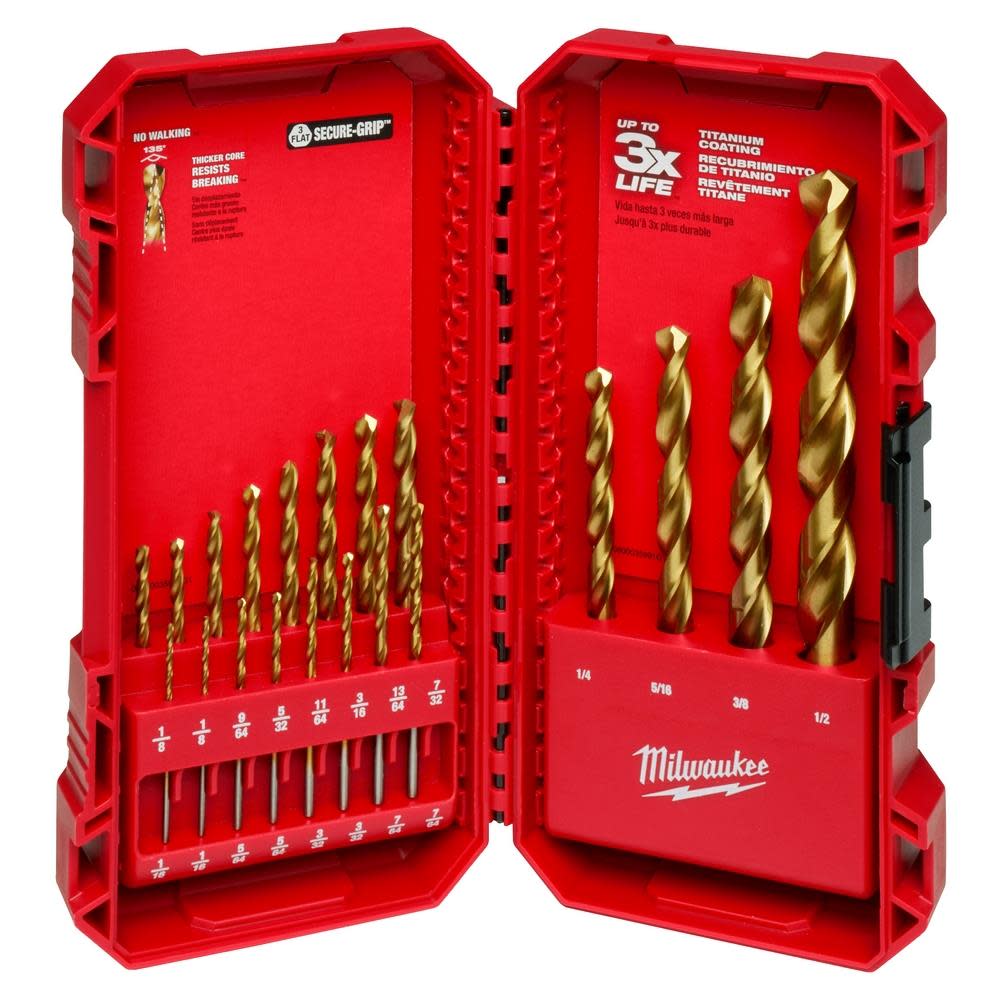 Milwaukee Thunderbolt Titanium Coated Drill Bit Set 20pc 48-89-1105 from Milwaukee