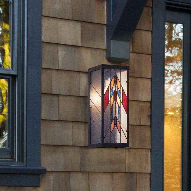 1 light Mission Style Stained Glass Outdoor Wall Sconce River Of Goods