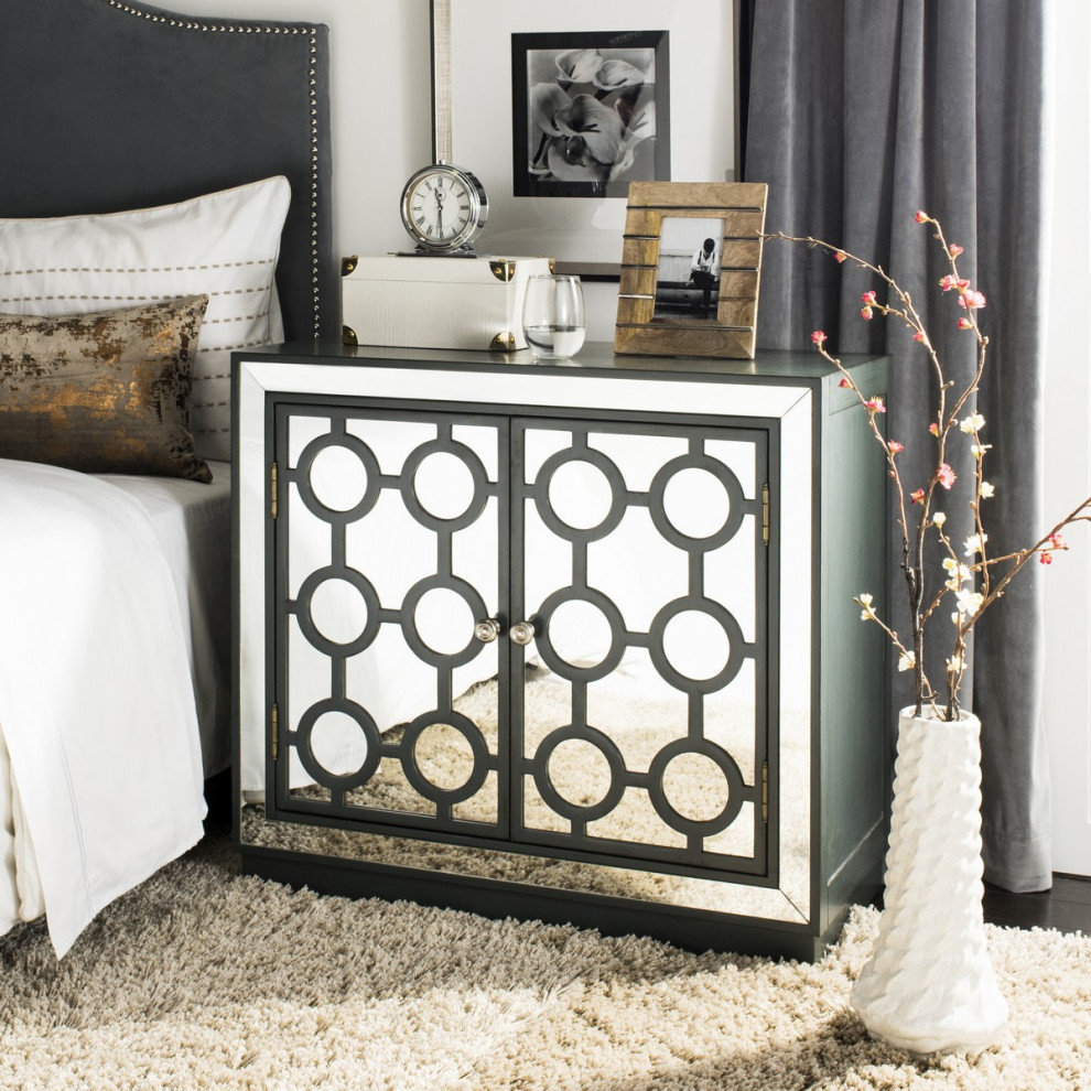 Roxi 2 Door Chest Steel Teal/ Nickel Mirror   Modern   Accent Chests And Cabinets   by Virgil Stanis Design  Houzz