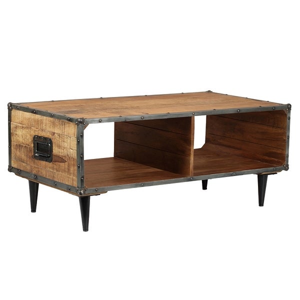 ExBrite Solid Wood Coffee Table ，Rustic Oak 24'' W X 46'' H X 19''