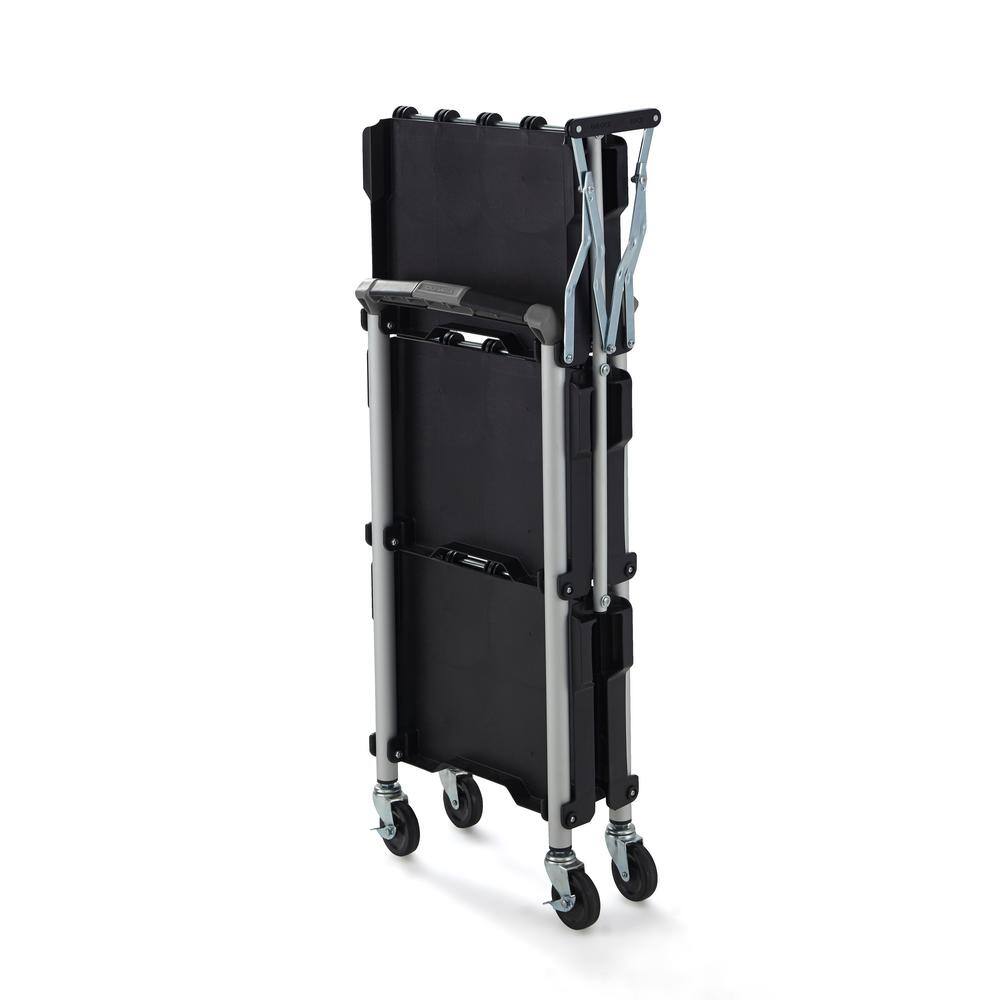 PACK-N-ROLL 3-Shelf Collapsible 4-Wheeled Resin Multi-Purpose Utility Cart in BlackGray 410-007