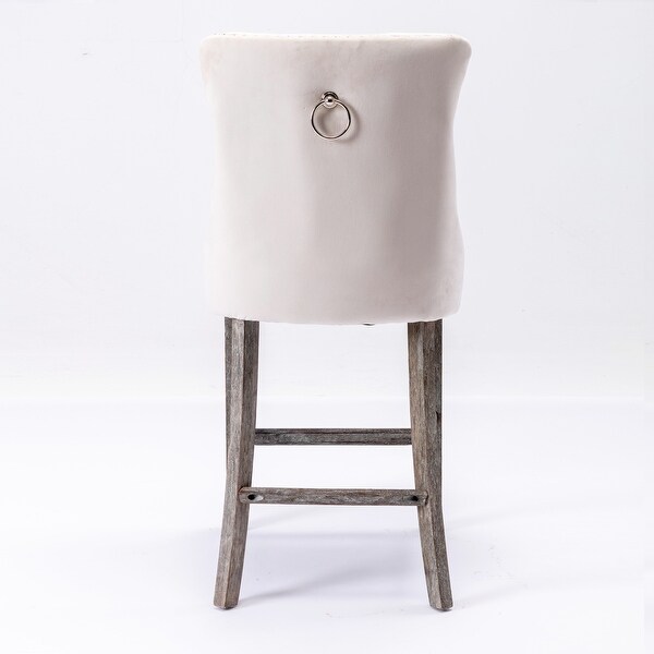 Set of 2 Leisure Style Barstools with Button Tufted Decoration