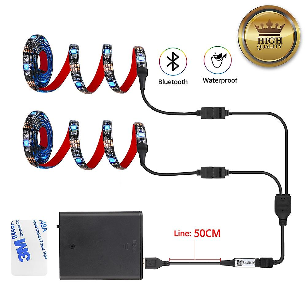 Dc 5v Usb Led Strip 5050 Waterproof Rgb Led Light 1m / 2m / 2 X 50cm App Bluetooth Control For Tv， Skateboard， Bicycle