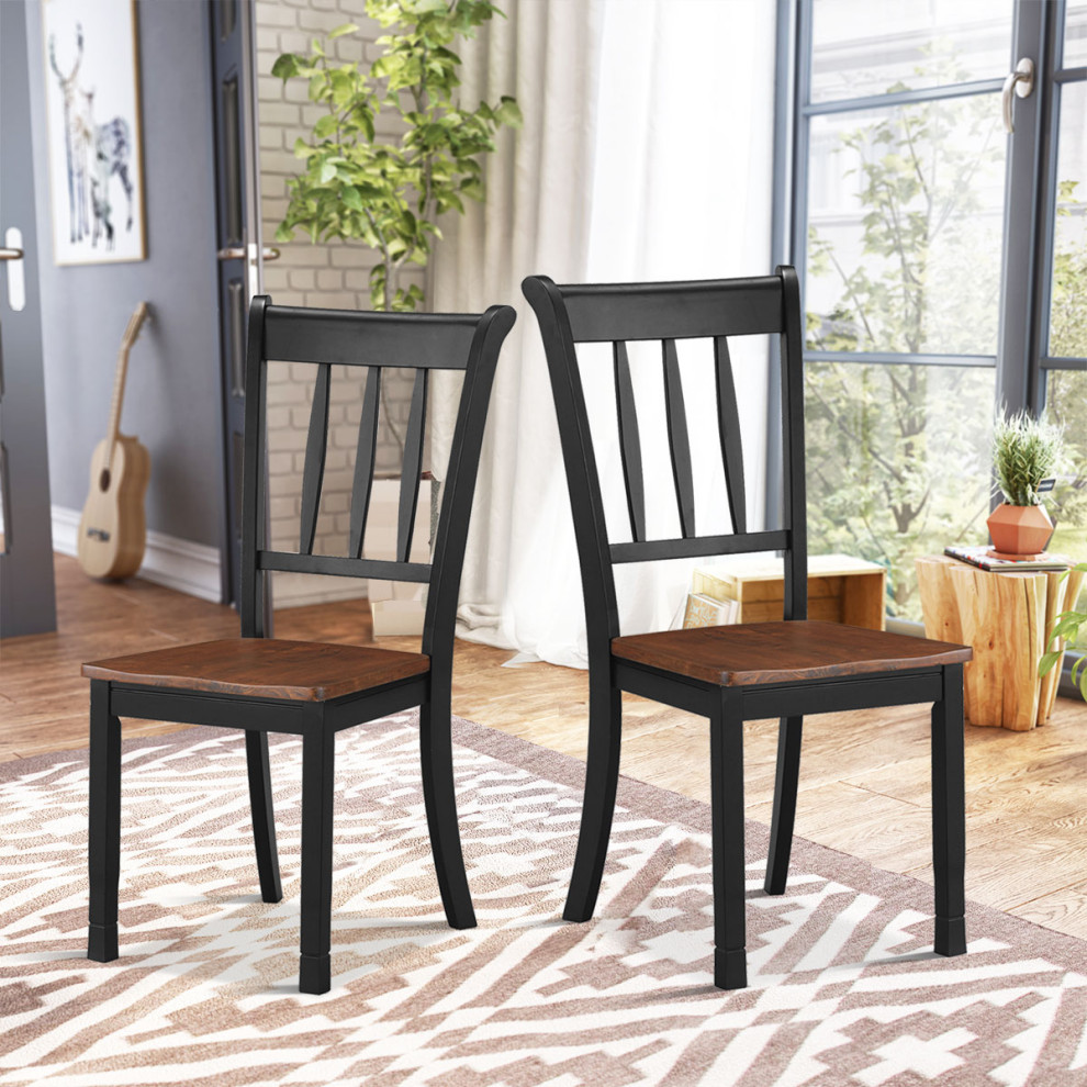 Costway Set of 2 Wood Dining Chair High Back Kitchen Whitesburg Side Chair   Transitional   Dining Chairs   by Costway INC.  Houzz