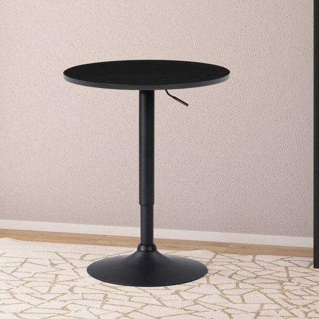 Round Adjustable Pedestal Dining Table Dark Black Corliving