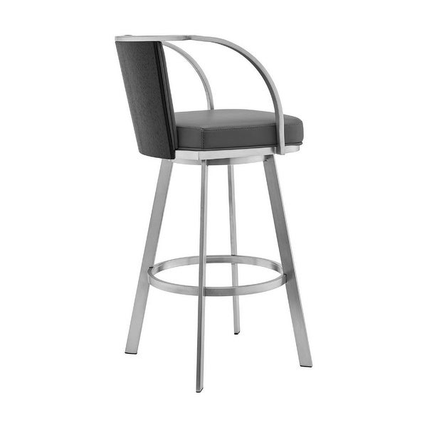 Swivel Barstool with Open Curved Metal Frame Arms