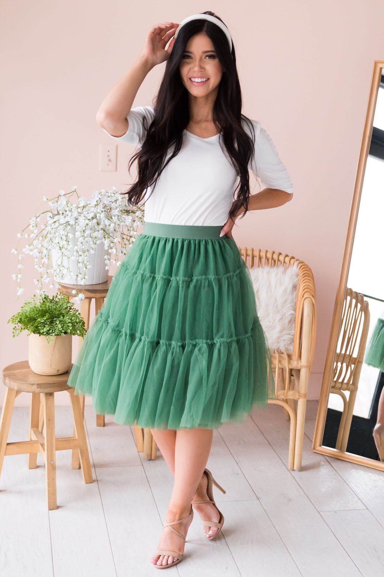 Twirling Away Modest Tulle Skirt