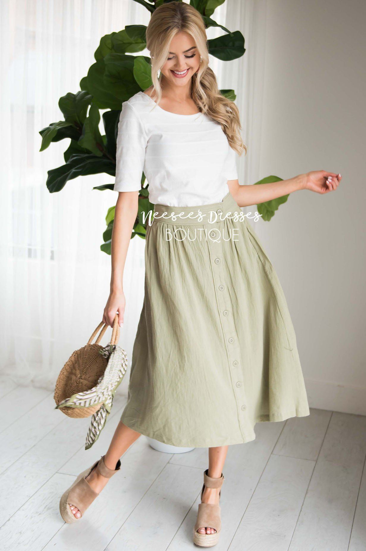 Oh Happy Days Button Skirt