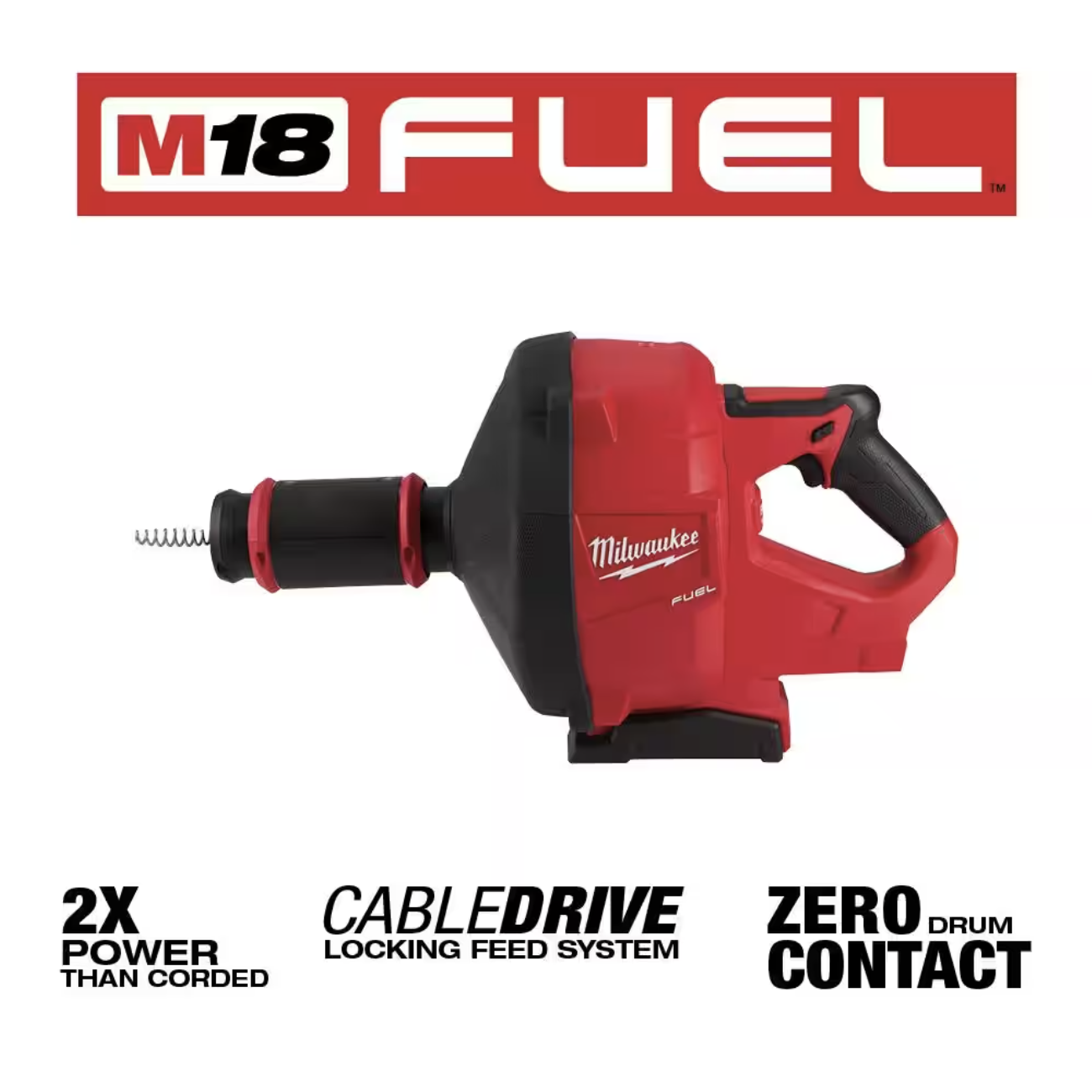 Milwaukee M18 FUEL 18-Volt Lithium-Iron Cordless Plumbing Drain Snake Auger with w/ CABLE DRIVE and 5/16 in. x 35 ft. Cable