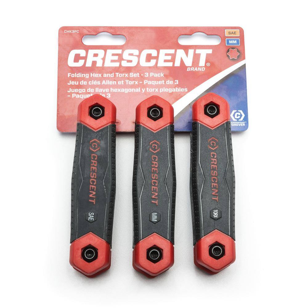 Crescent Folding SAEMetricTorx Dual Material Key Set (3-Pieces) CHK3PC