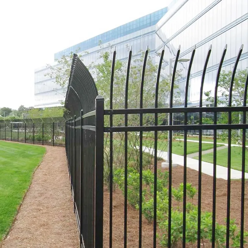 Factory supply bent top metal steel fence panel ornamental fence