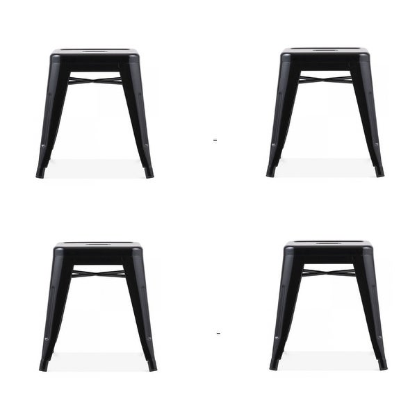 Mini Black Metal Stool (Set of 4) - 18'' H x 14'' W x 14'' D