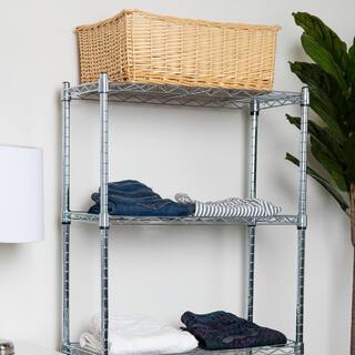 Mind Reader Silver 4-Tier Stainless Steel Wire Shelving Unit (23.62 in. W x 47.91 in. H x 11.81 in. D) 4TSHELVU-SIL