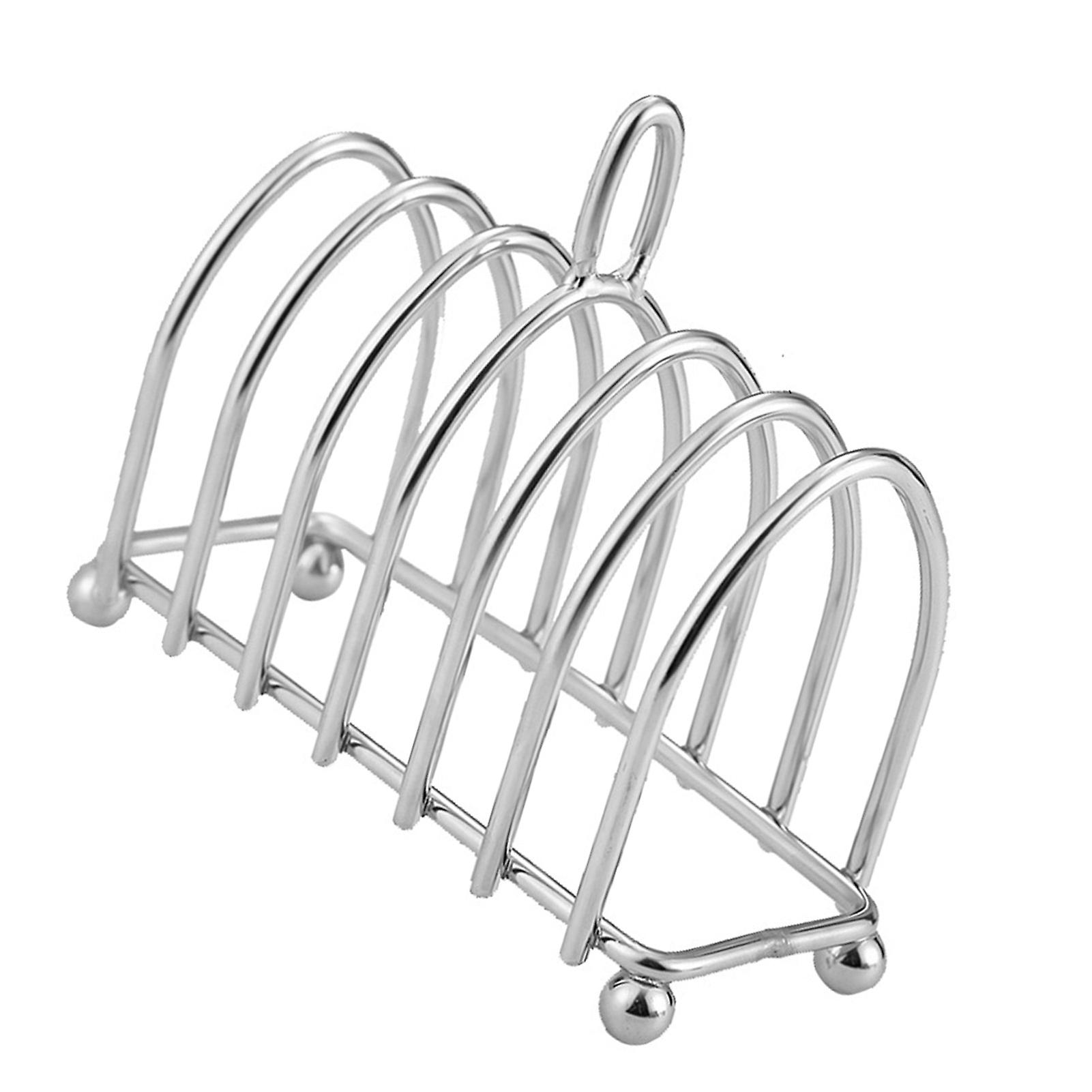 Toast Rack Stainless Steel 6 Slice Slot Breakfast Toast Bread Rack Holder with Handle for Kitchen Bakery