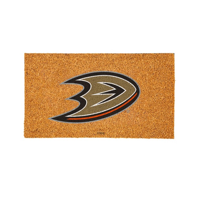 Evergreennhlanaheim Ducks Logo Natural Coir 28 X 16 Inches Indoor Outdoor Doormat