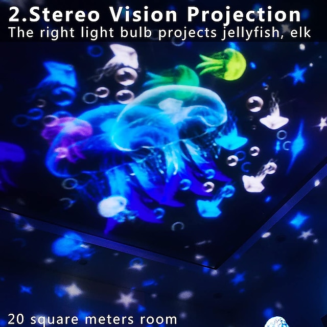 Ocean Light Projector for Bedroom 360 Degree Rotating Night Lights Projector 6 Colors Double-Layer Stereo Projection Effect Galaxy Projection Night Light Kids Toys Birthday