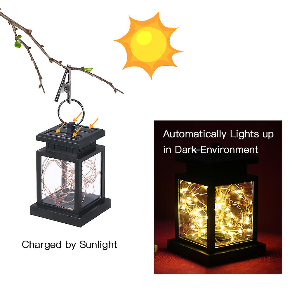 Solar Powered Lantern Lamp With Clip Warm White 30 Leds Copper Wire Ip44 Water resistant Outdoor Hanging Lamp Decorative Fairy String Light For Patio